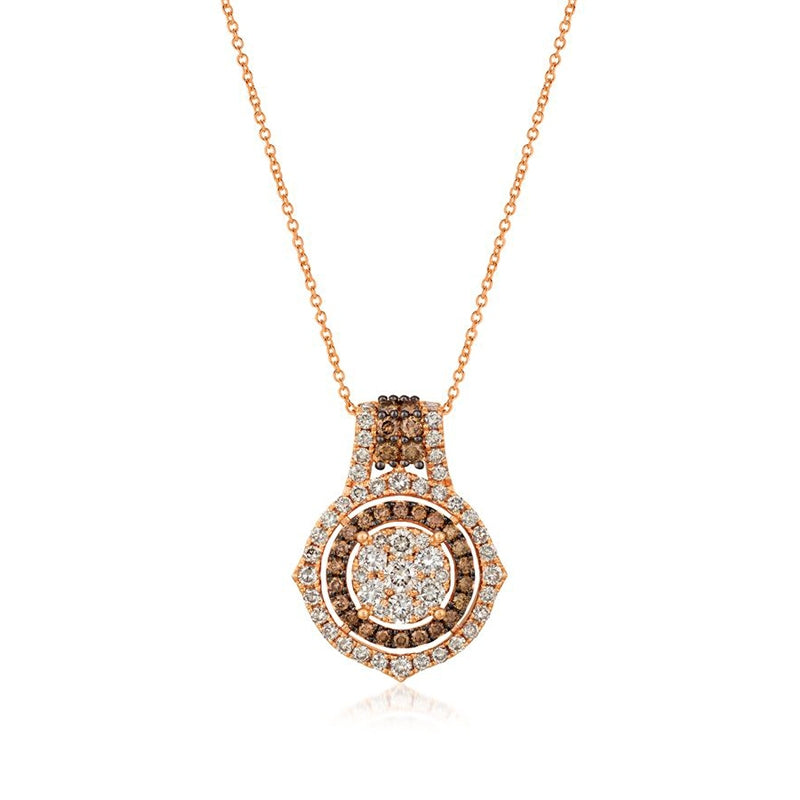 Le Vian 2 ct. tw. Nude & Chocolate Diamond Cluster Double Halo Pendant in 14K Strawberry Gold