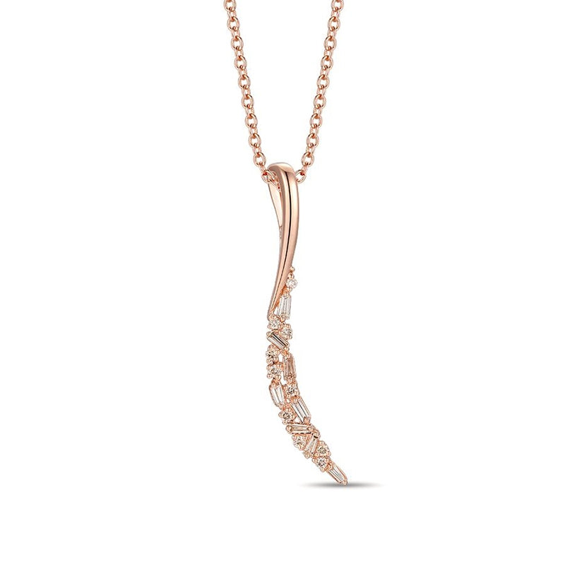 Le Vian 1/4 ct. tw. Baguette & Round Nude Diamond Cluster Curve Pendant in 14K Strawberry Gold
