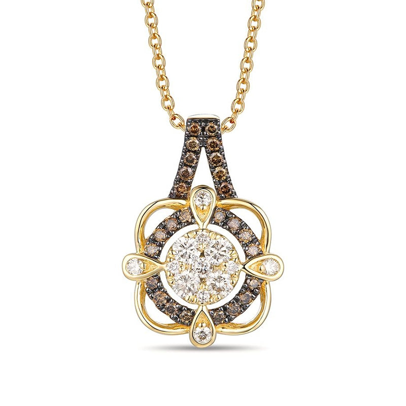 Le Vian 1/2 ct. tw. Nude & Chocolate Diamond Cluster Halo Pendant in 14K Honey Gold