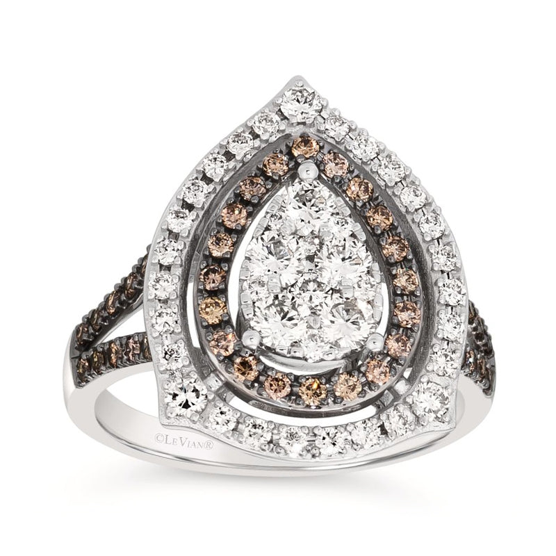 Le Vian 1-1/5 ct. tw. Nude & Chocolate Pear Cluster Double Halo Ring in 14K Vanilla Gold