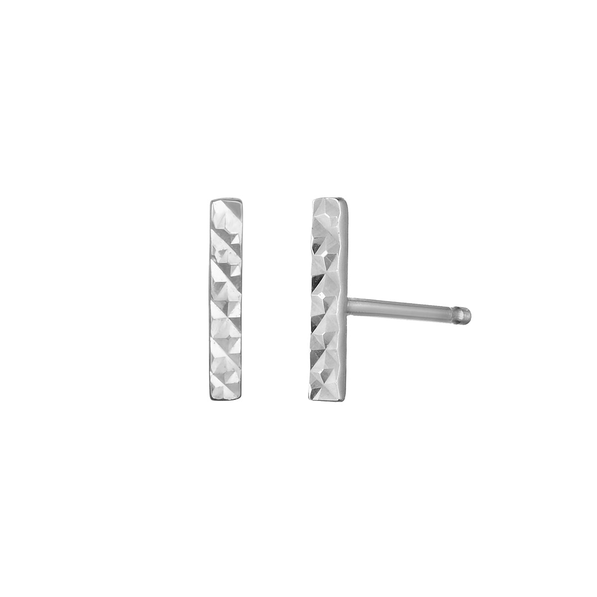 Textured Bar Earrings in 14K White Gold