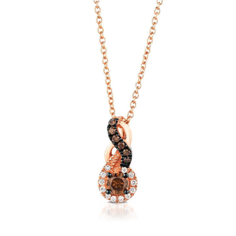 Le Vian Chocolatier 1/4 ct. tw. Chocolate & Vanilla Diamond Twist Pendant in 14K Strawberry Gold