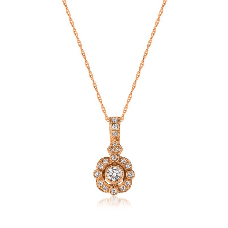 Le Vian 1/4 ct. tw. Vanilla Diamond Milgrain Halo Pendant in 14K Strawberry Gold