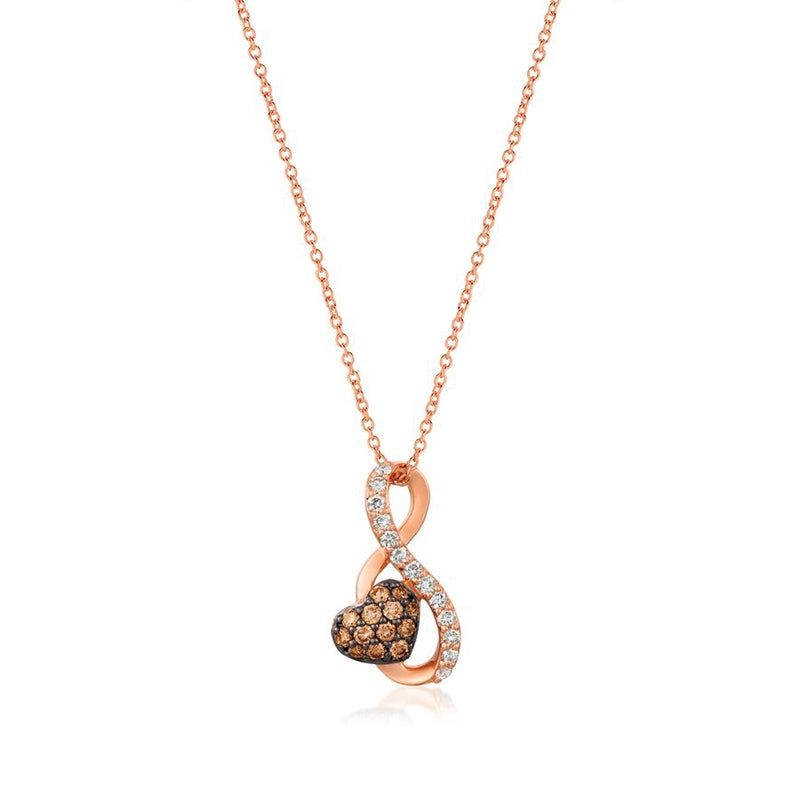 Le Vian Chocolatier 3/8 ct. tw. Chocolate & Vanilla Diamond Heart Infinity Pendant in 14K Strawberry Gold