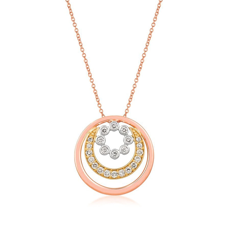 Le Vian 5/8 ct. tw. Nude Diamond Bezel Set Circle Pendant in 14K Tri-Tone Gold