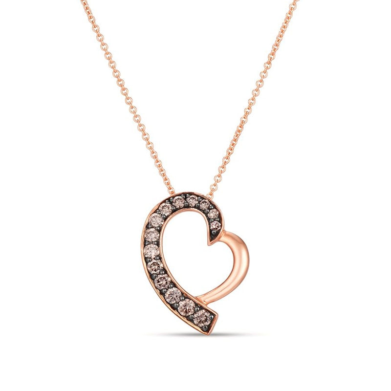Le Vian Chocolatier 3/8 ct. tw. Chocolate Diamond Heart Pendant in 14K Strawberry Gold