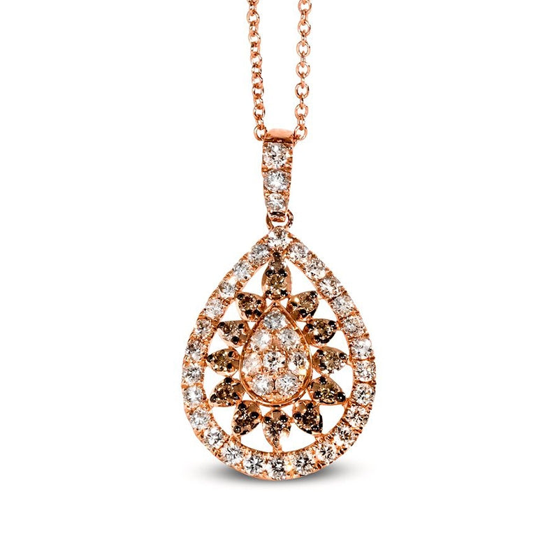Le Vian 3/4 ct. tw. Nude & Chocolate Diamond Pear Cluster Halo Pendant in 14K Strawberry Gold