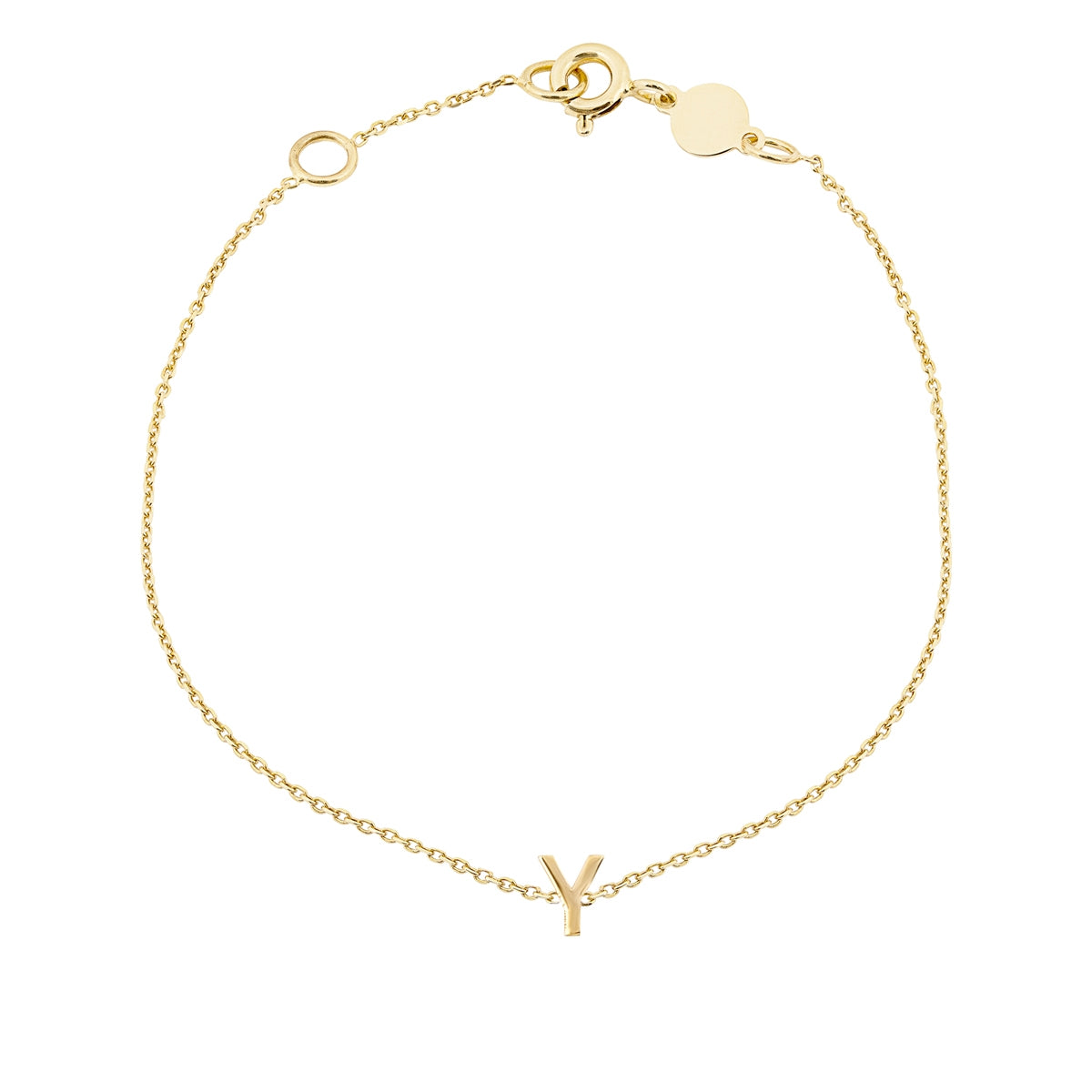 Mini Initial Y Bracelet in 14K Yellow Gold