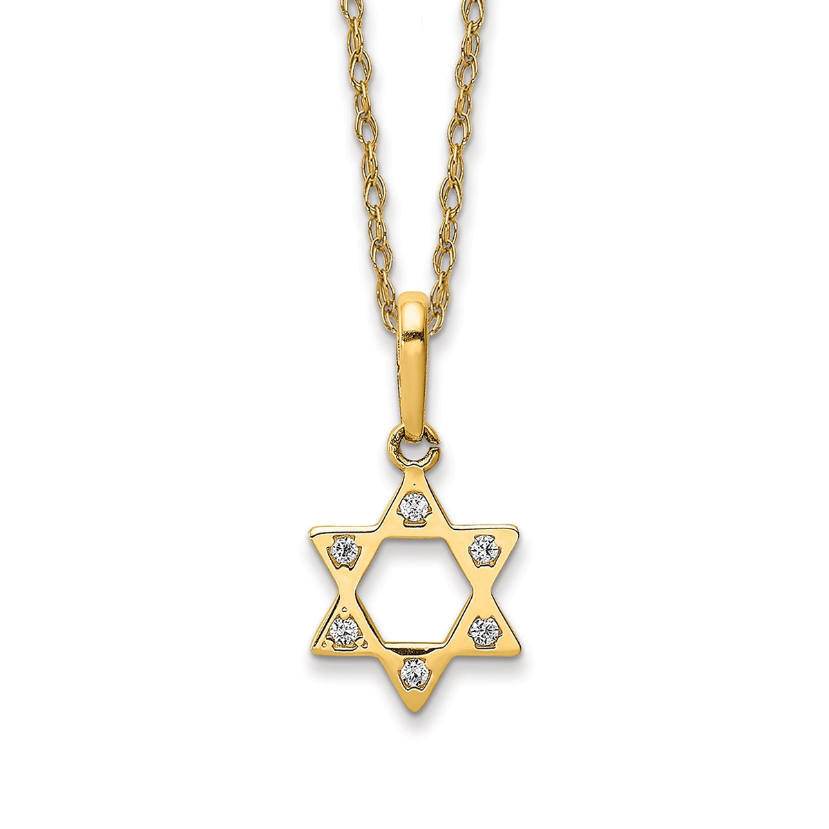 Children's CZ Star of David Pendant in 14K Yellow Gold