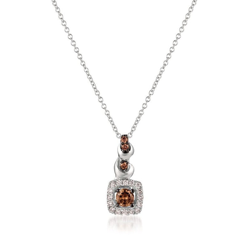 Le Vian Chocolatier 1/3 ct. tw. Chocolate & Vanilla Diamond Halo Twist Pendant in 14K Vanilla Gold