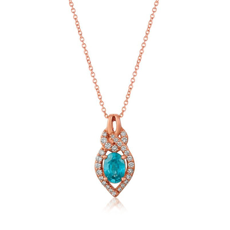 Le Vian Oval Blueberry Zircon & 1/5 ct. tw. Vanilla Diamond Marquise Twist Pendant in 14K Strawberry Gold