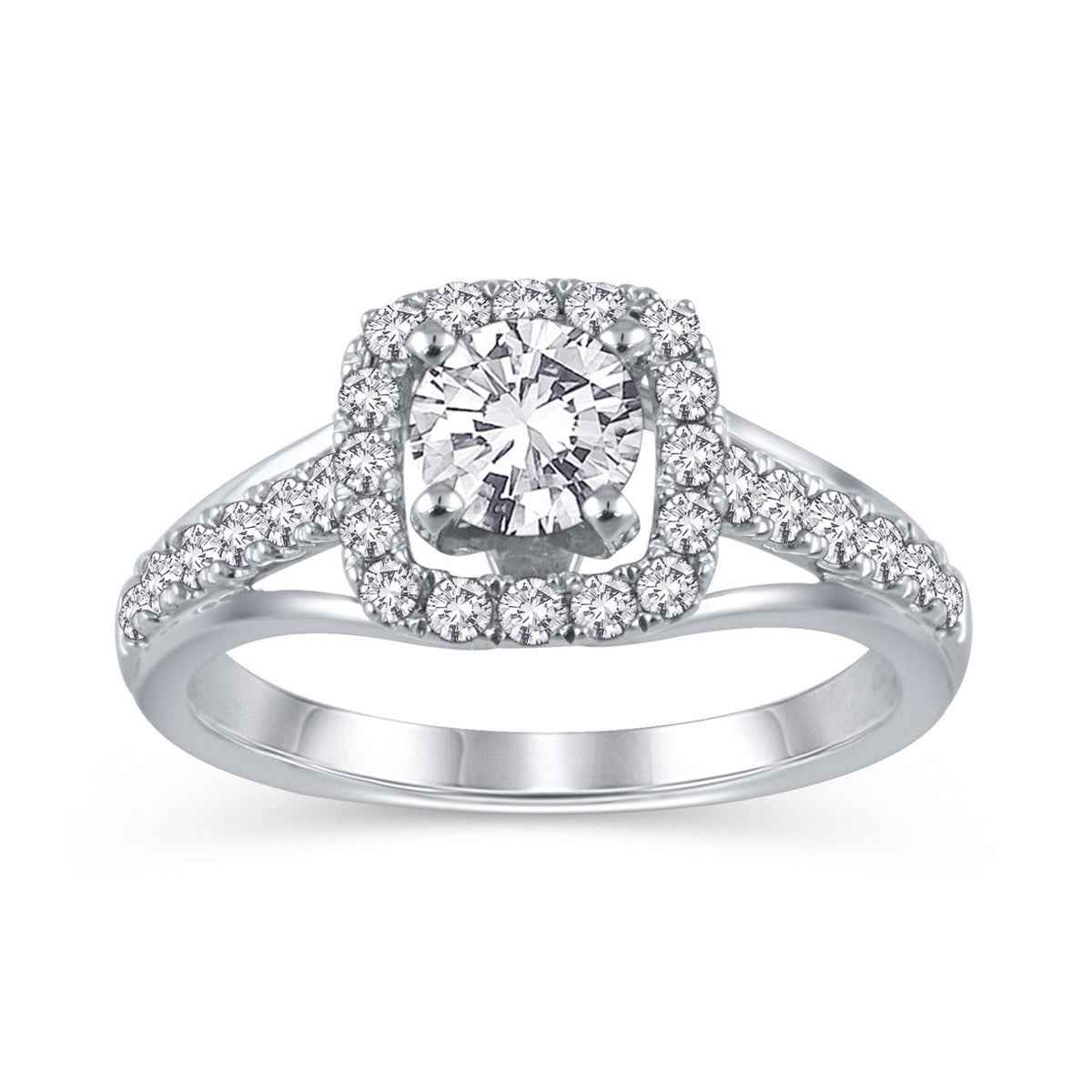 Amaura 1-1/4ct. tw. Engagement ring with 3/4ct Round Brilliant center and 1/2ct. tw. of side diamonds in 14K white gold