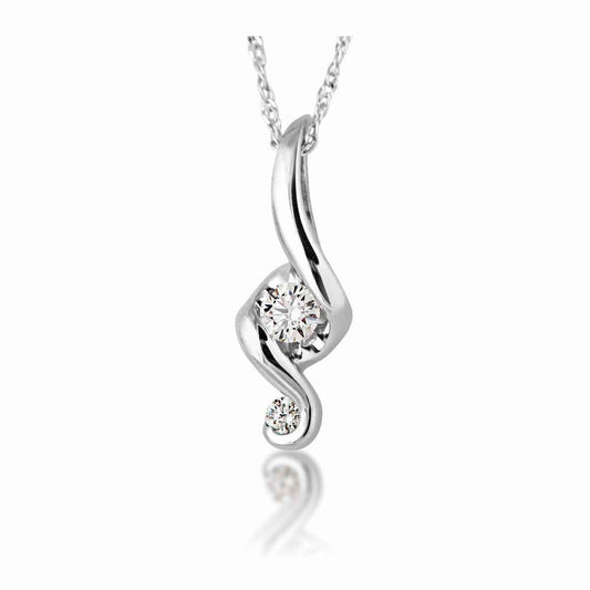 Juno Lucina 1/10 ct. tw. Round Diamond 2 Stone Necklace in 14K White Gold