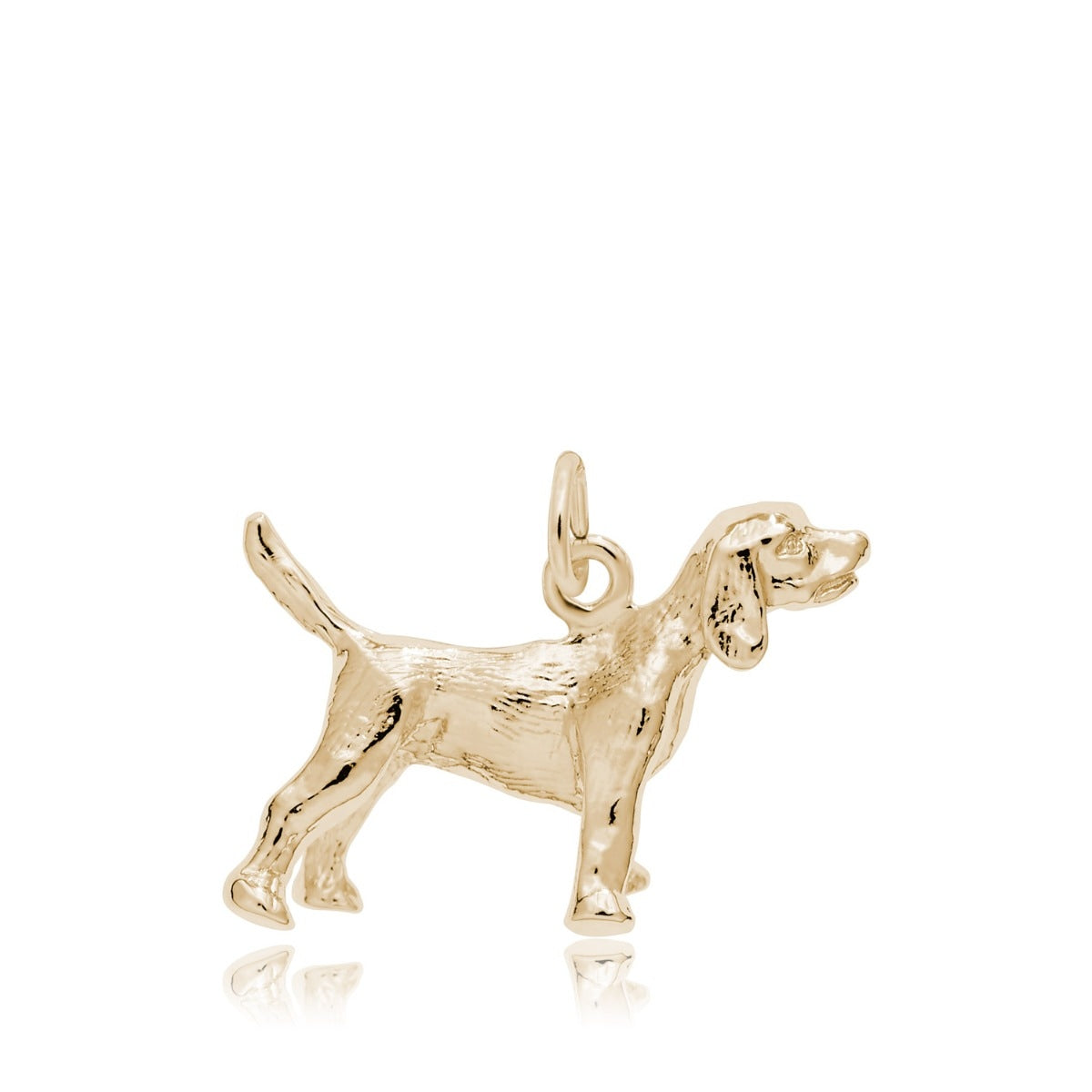 Beagle Dog Charm in 14K Yellow Gold