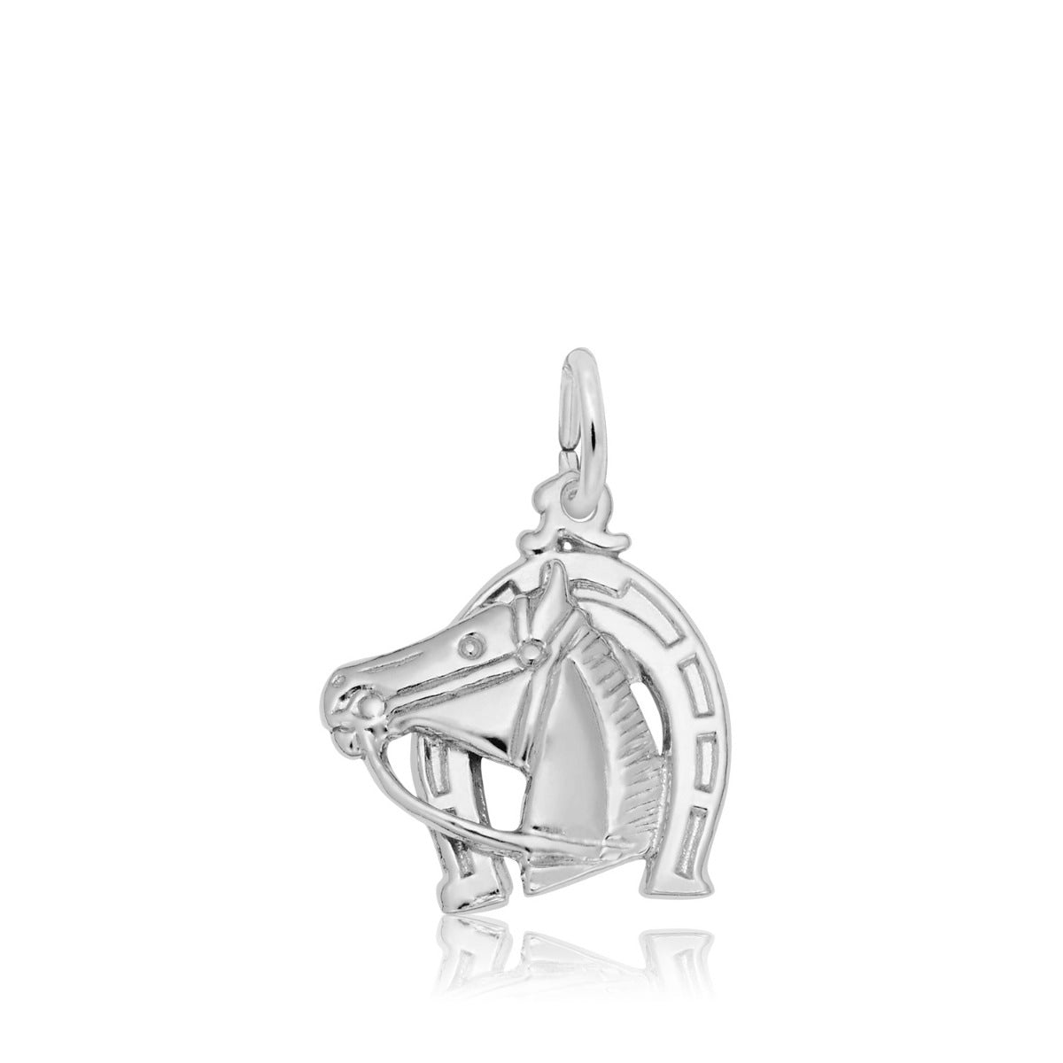 Horse Head & Horseshoe Charm in Sterling Silver