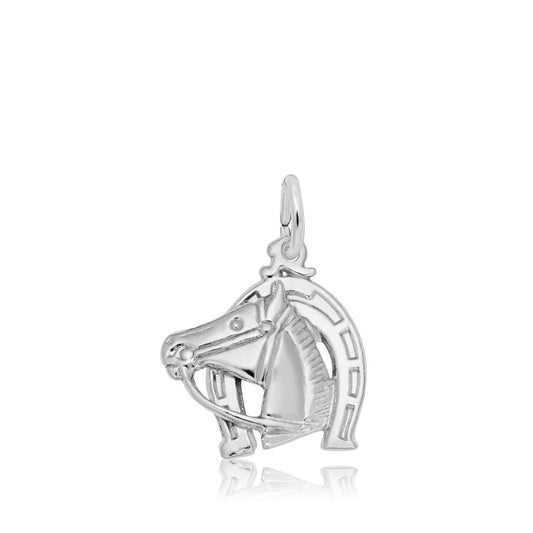 Horse Head & Horseshoe Charm in Sterling Silver