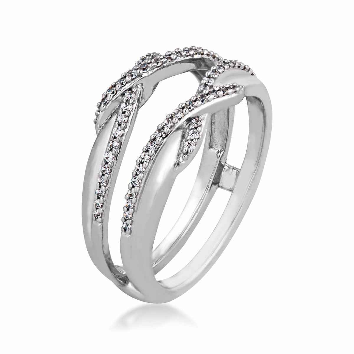 1/4 ct. tw. Criss Cross Diamond Wedding Ring Enhancer in 14K White Gold front view