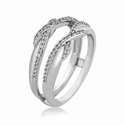 1/4 ct. tw. Criss Cross Diamond Wedding Ring Enhancer in 14K White Gold front view