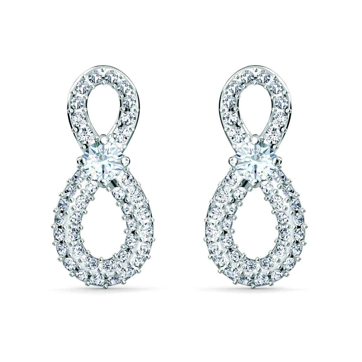 Swarovski Infinity Crystal Mini Earrings in Silver Rhodium Plating