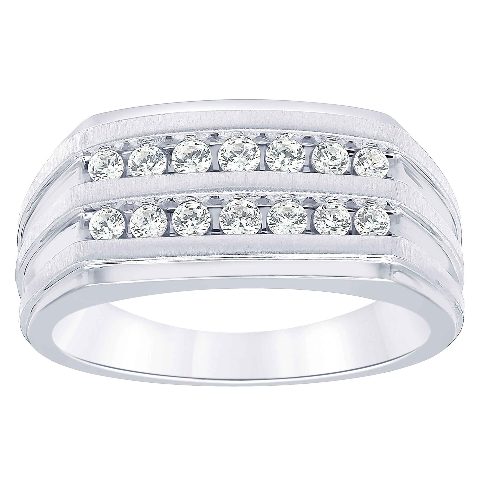 1/2 ct. tw. 2-Row Men's Diamond Ring in 10K White Gold
