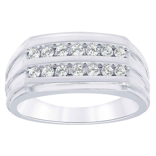 1/2 ct. tw. 2-Row Men's Diamond Ring in 10K White Gold