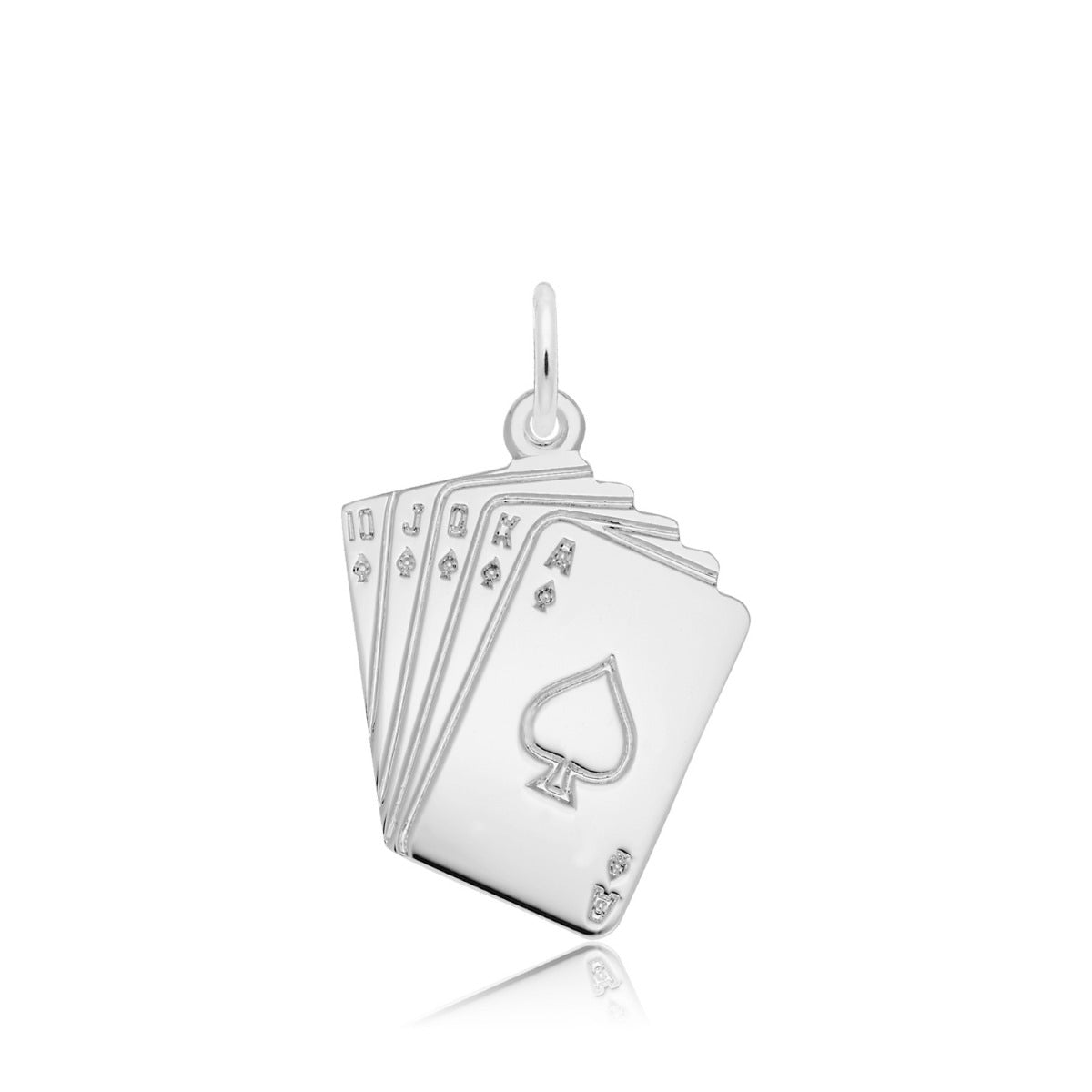 Royal Flush Poker Charm in Sterling Silver