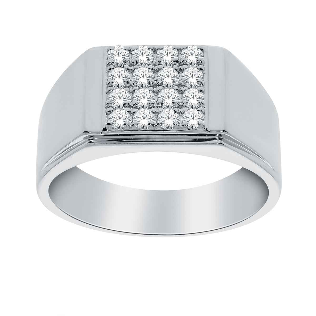 1/2 ct. tw. Men's Square Cluster Diamond Ring in 10K White Gold