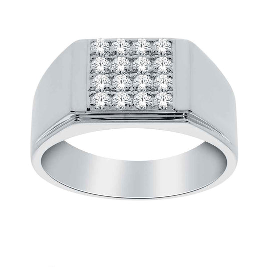 1/2 ct. tw. Men's Square Cluster Diamond Ring in 10K White Gold