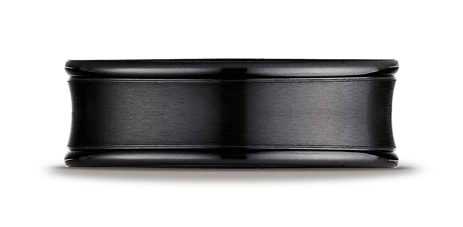 BENCHMARK Mens 7.5MM Black Titanium Wedding Band (2)