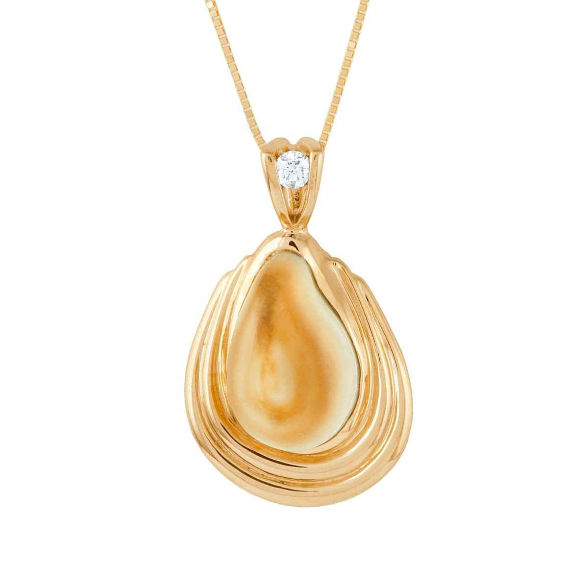 Ladies' Elk Ivory 1/10 ct. tw. Diamond Bale Accented Necklace in 10K Yellow Gold - I20081D Aspen