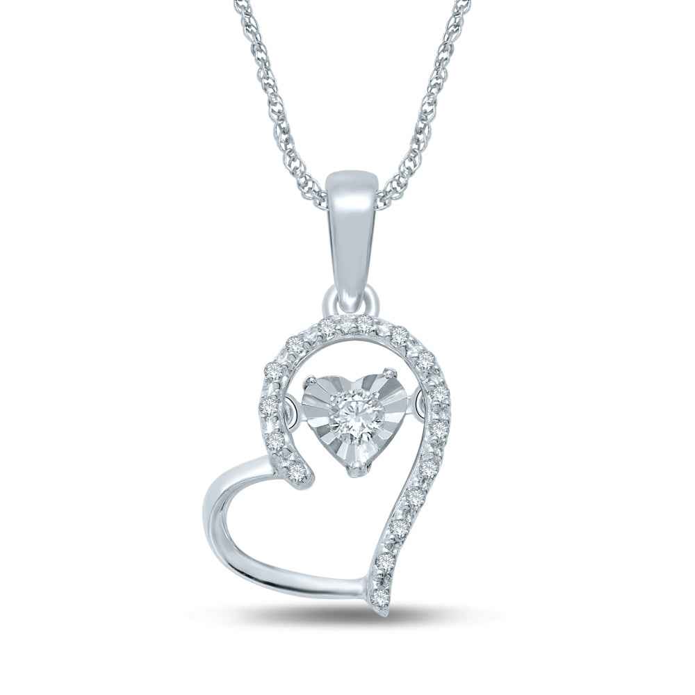 1/10 ct. tw. Diamond Double Heart Pendant with Miracle Plating in Sterling Silver