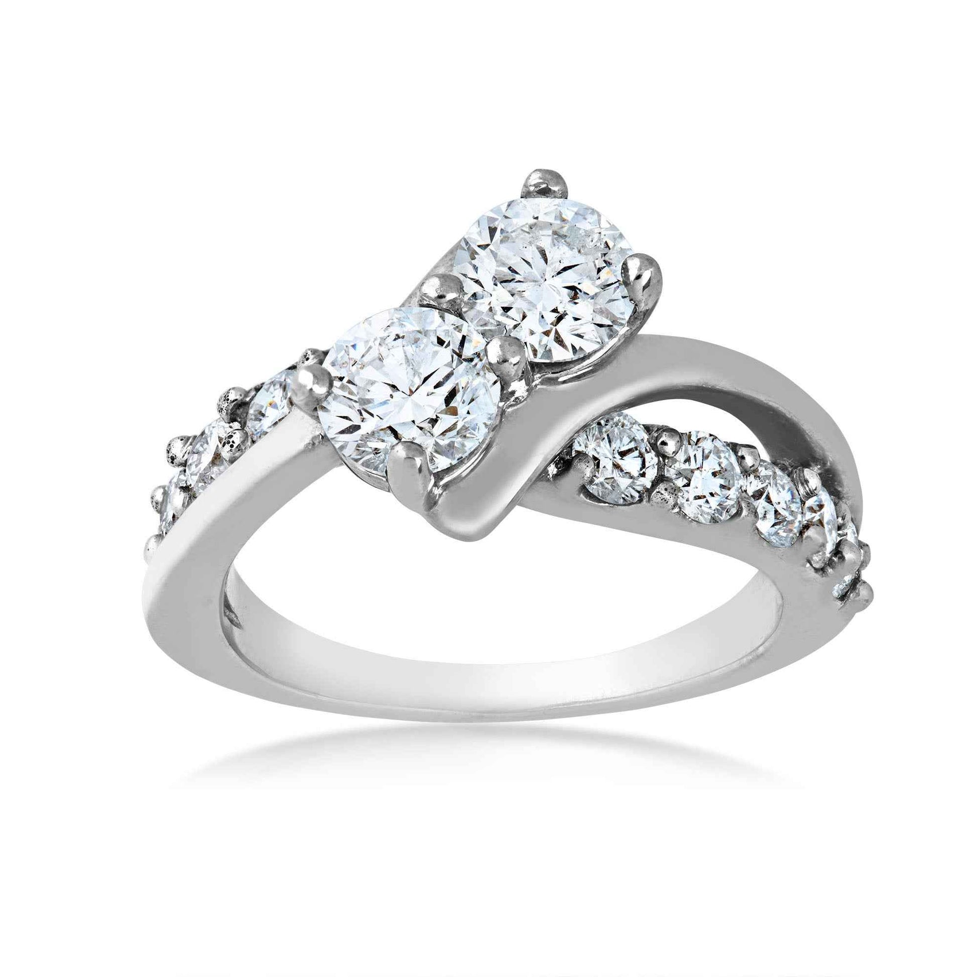 2BeLoved 2-1/2 ct. tw 2 Stone Diamond Anniversary Ring in 14K White Gold