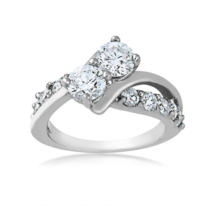 2BeLoved 2-1/2 ct. tw 2 Stone Diamond Anniversary Ring in 14K White Gold