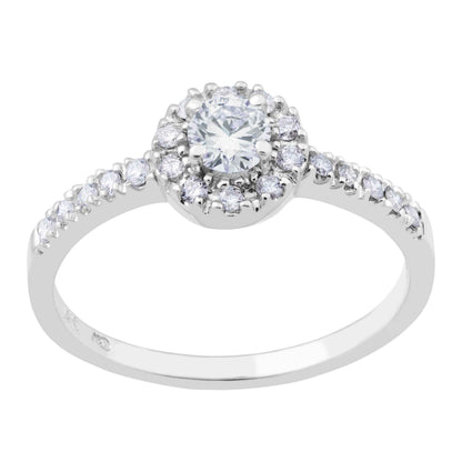 Natural 1/2 ct. tw. Round Brilliant Diamond Halo Engagement Ring in 14K White Gold