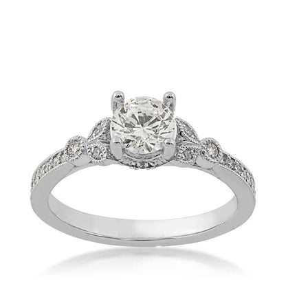 Designed With Love 1/3 ct. tw. Diamond Semi-Mount with Floral Band & Milgrain Detailing in 14K White Gold