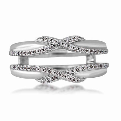 1/4 ct. tw. Criss Cross Diamond Wedding Ring Enhancer in 14K White Gold close-up detail