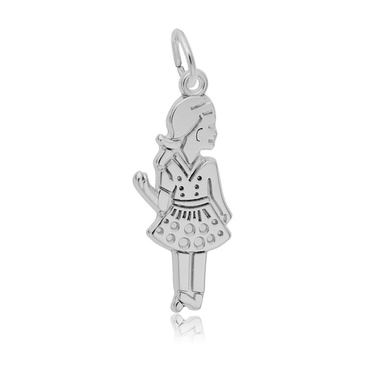 Waving Girl Charm in Sterling Silver