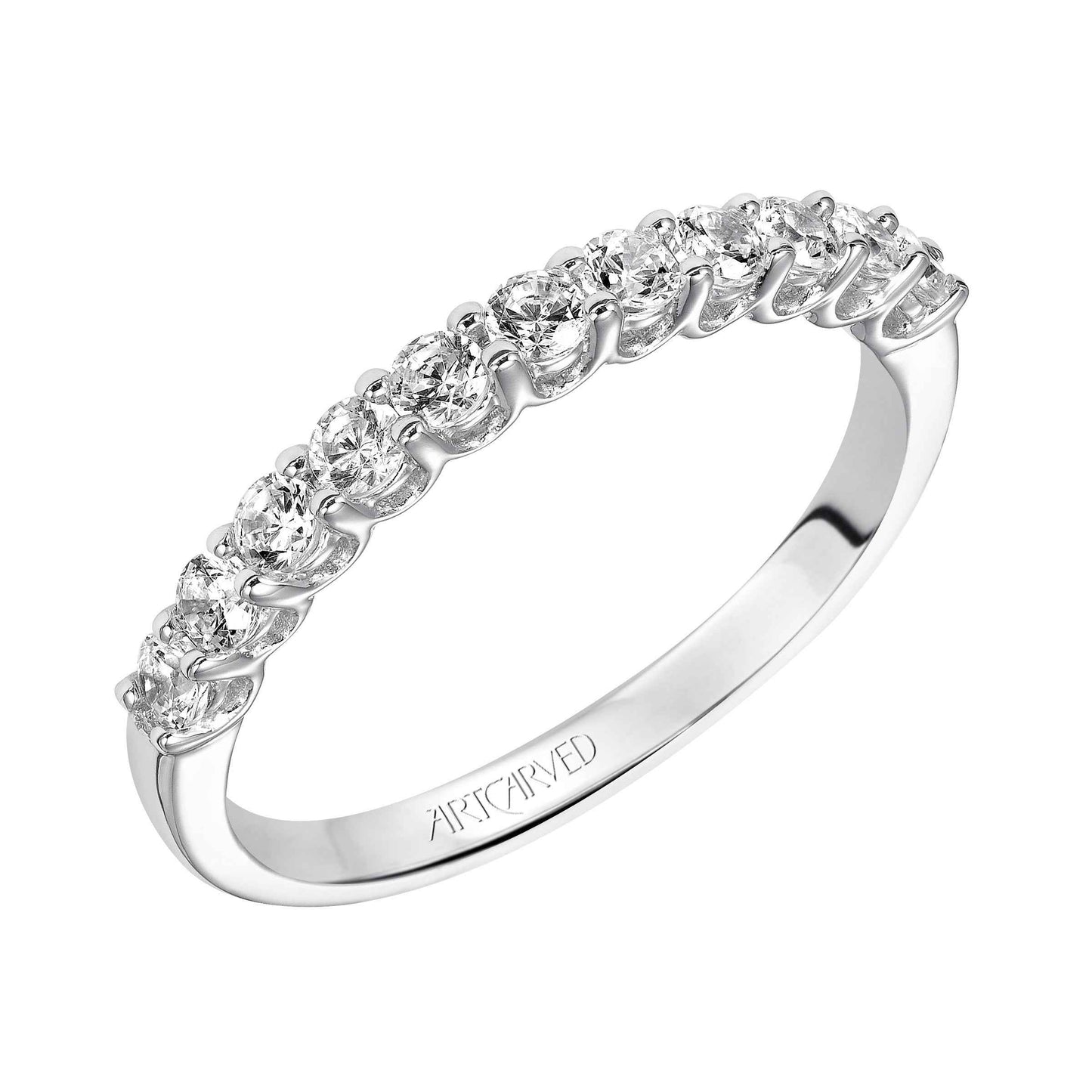 ArtCarved Classic 1/2 ct. tw. Diamond Wedding Band in 14K White Gold front view