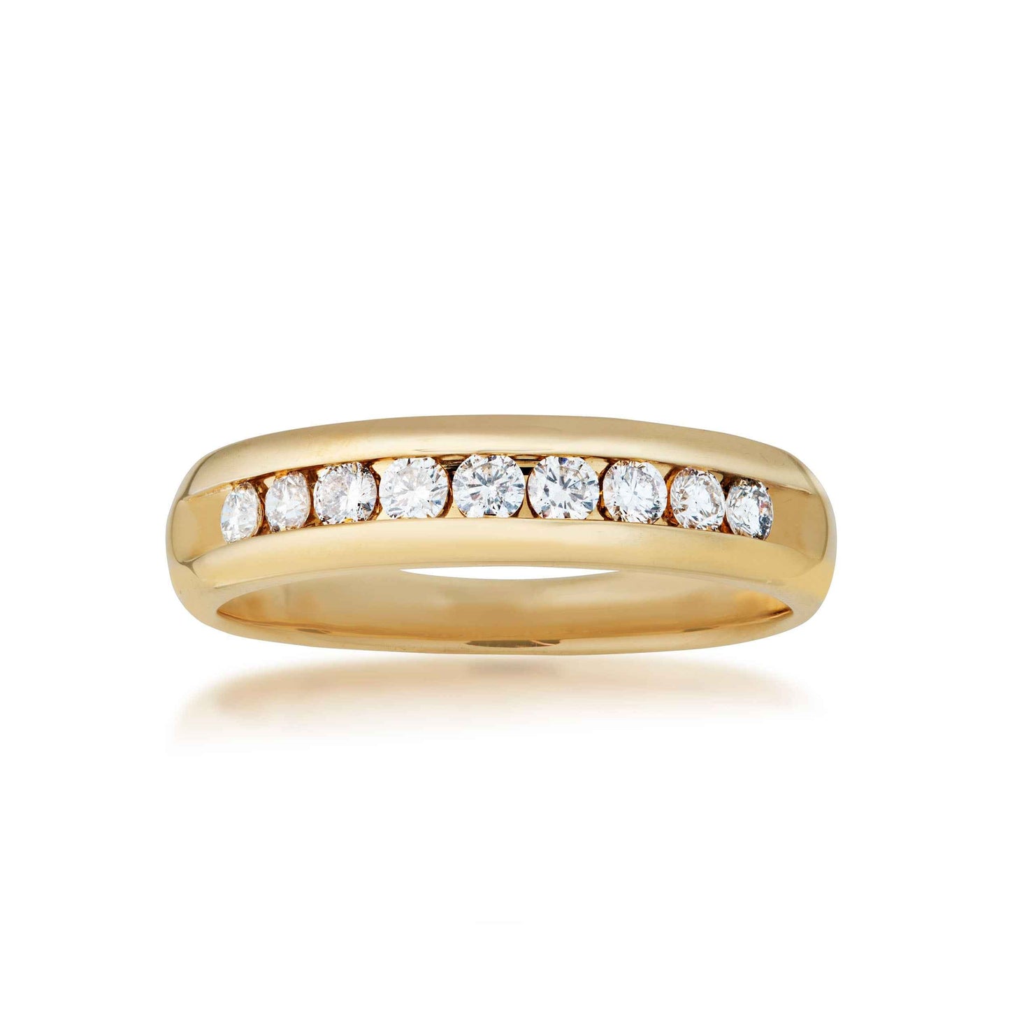 Men's 1/2 ct. tw. Round Brilliant Machine Set Diamond Wedding Band in Polished 10K Yellow Gold