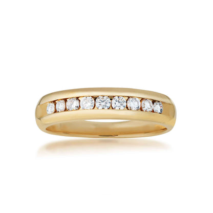Men's 1/2 ct. tw. Round Brilliant Machine Set Diamond Wedding Band in Polished 10K Yellow Gold