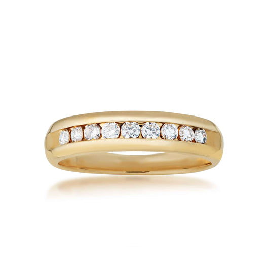 Men's 1/2 ct. tw. Round Brilliant Machine Set Diamond Wedding Band in Polished 10K Yellow Gold