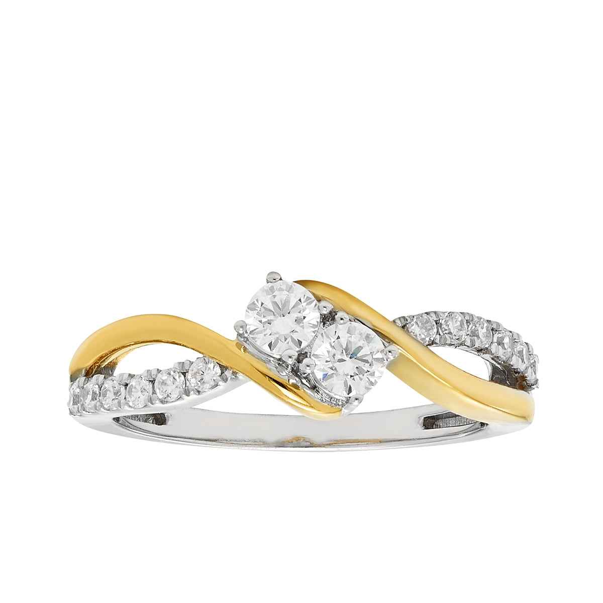 2Beloved 1/2 ct. tw. 2-Stone Diamond Ring in 10K White and Yellow Gold