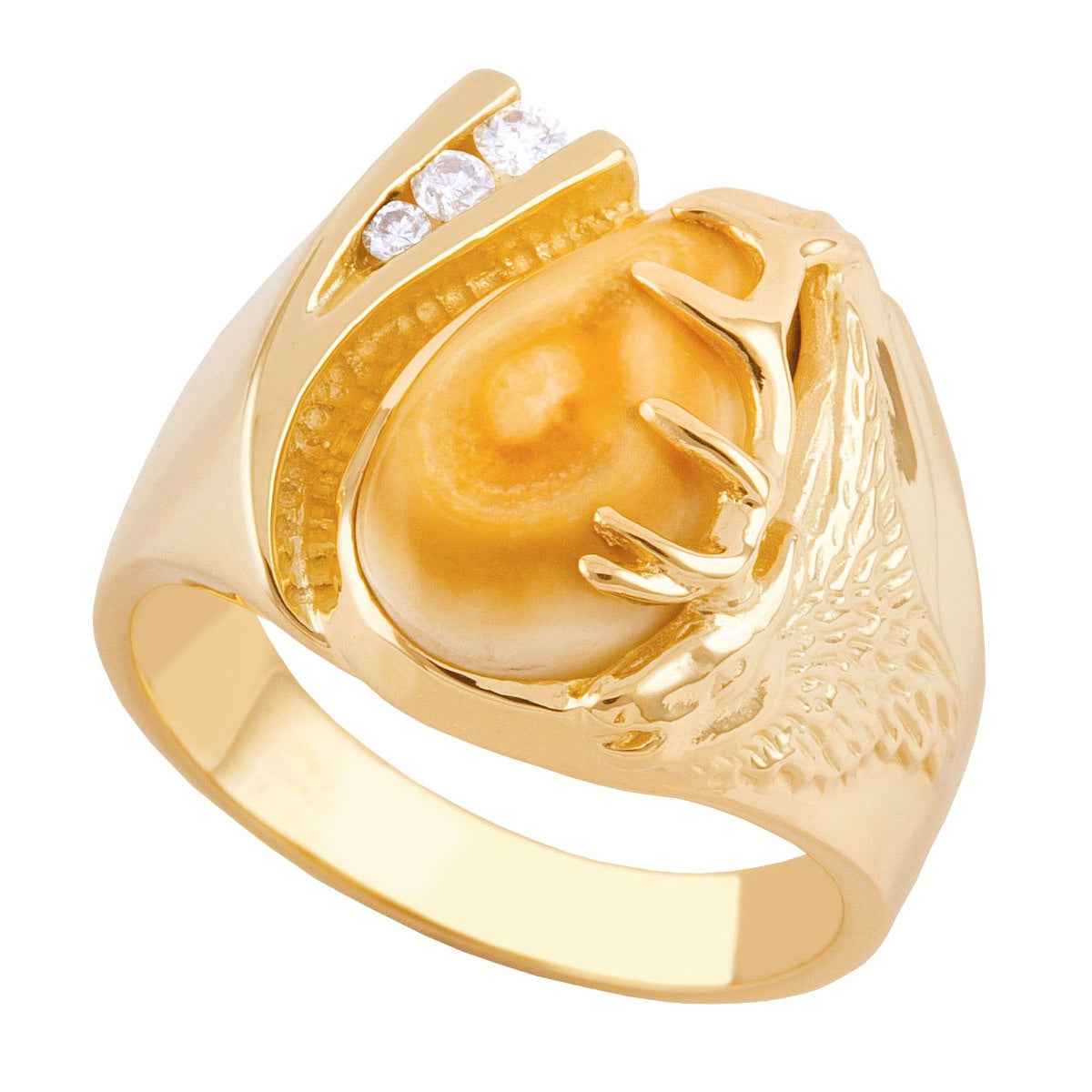 Men's Elk Ivory with 1/8ct. tw. Round Diamond Ring in 14K Yellow Gold - I41761D Glacier