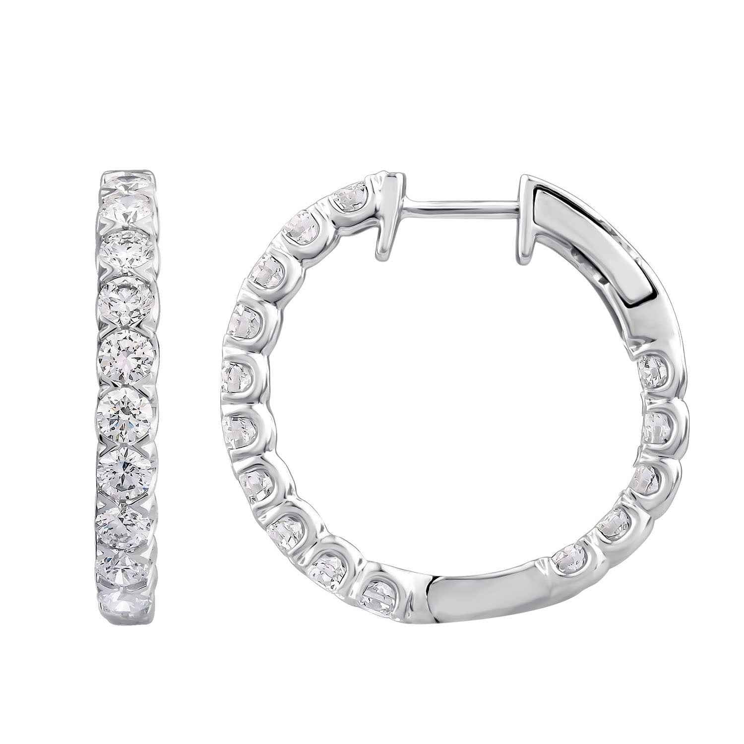 Adamante 2-1/2 ct. tw. Round Brilliant Lab-Grown Diamond Hoop Earrings in 14K White Gold