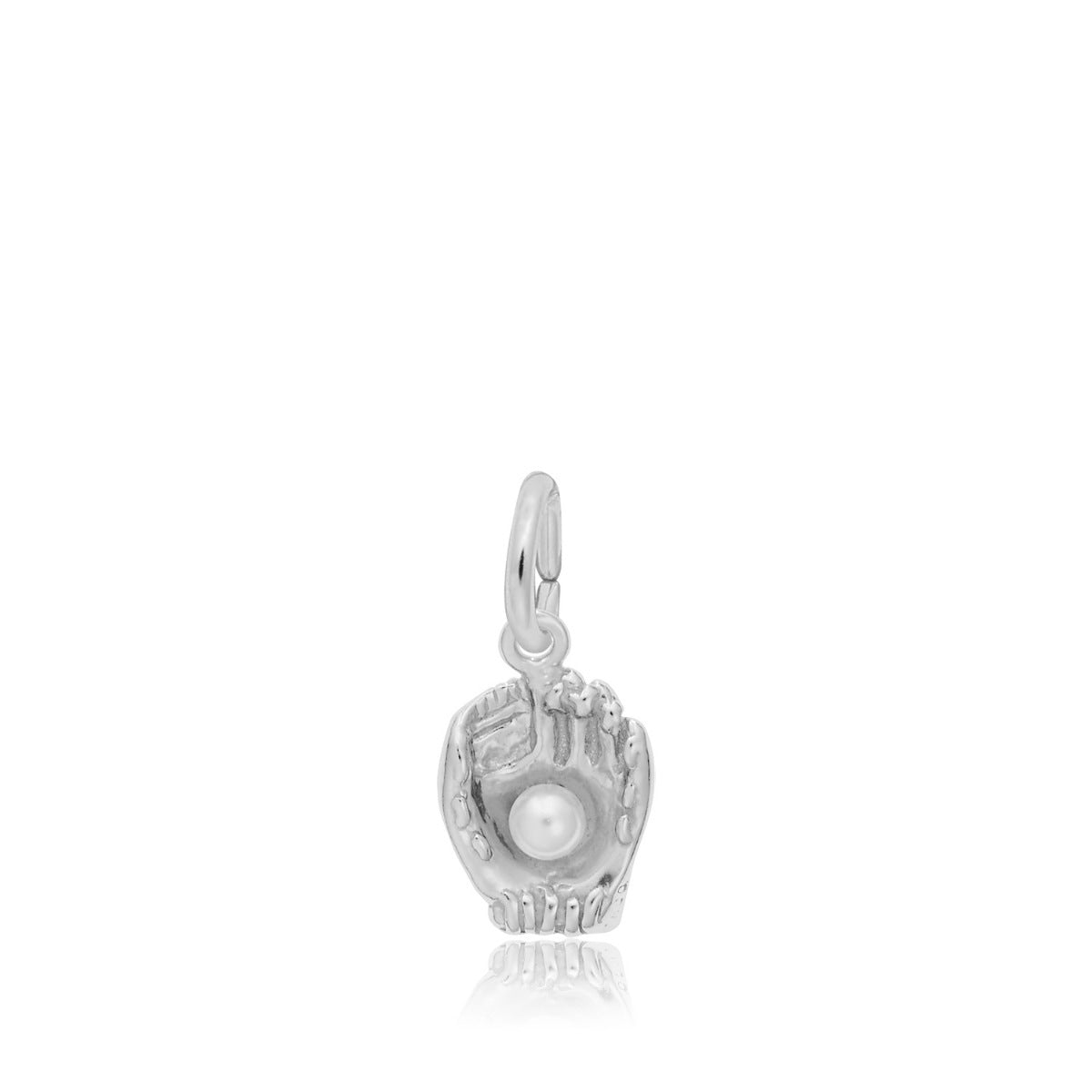 Baseball Glove Charm with Pearl in Sterling Silver