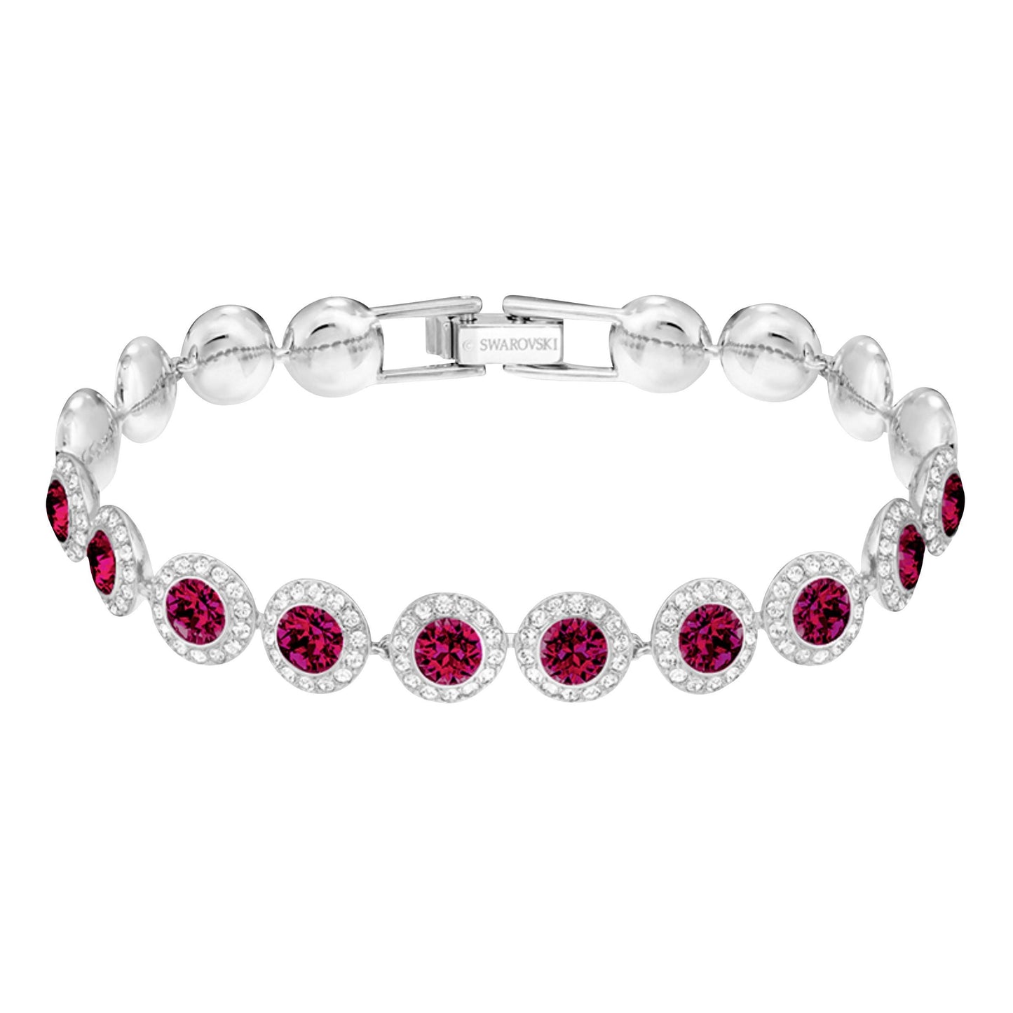 Swarovski Angelic Collection Red and White Crystal Bracelet in Rhodium Plating