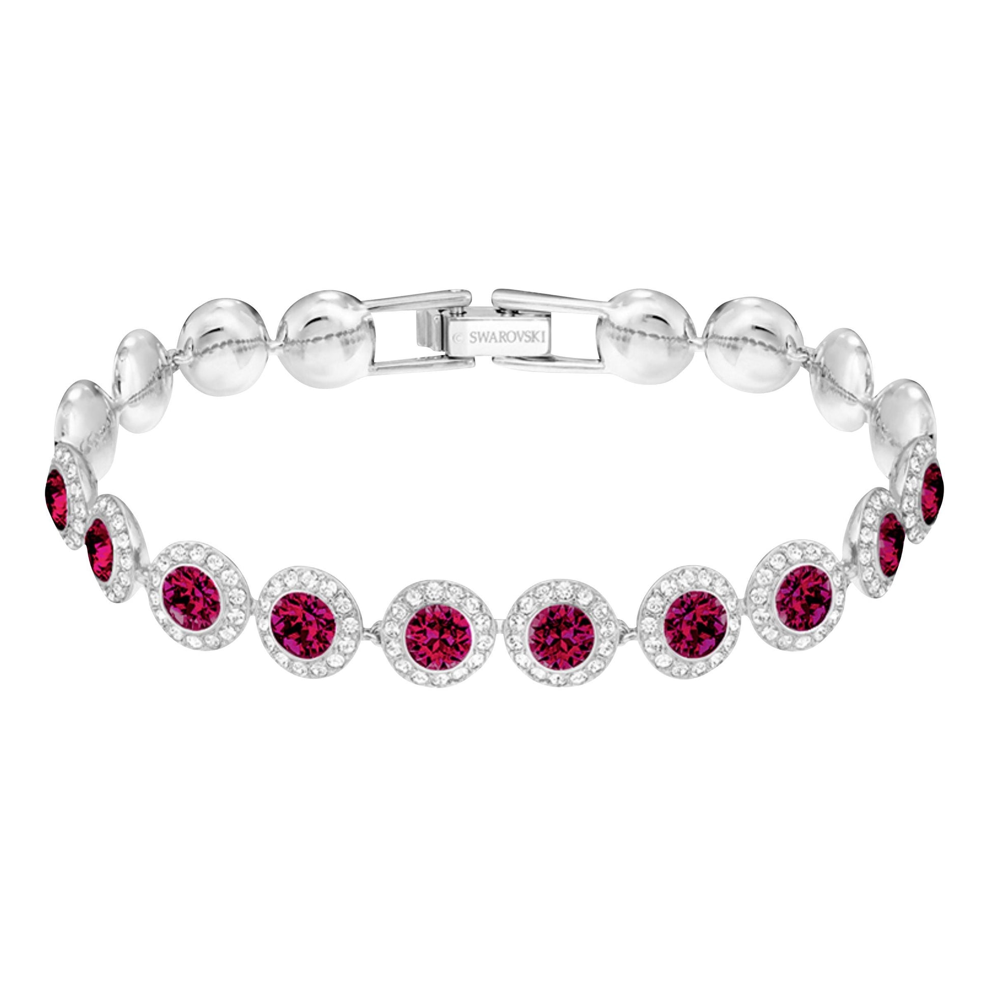 Swarovski Angelic Collection Red and White Crystal Bracelet in Rhodium Plating