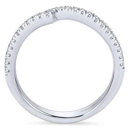Gabriel & Co. .22 ct. tw. Diamond Wedding Band with Side Curved Design in 14K White Gold close-up detail