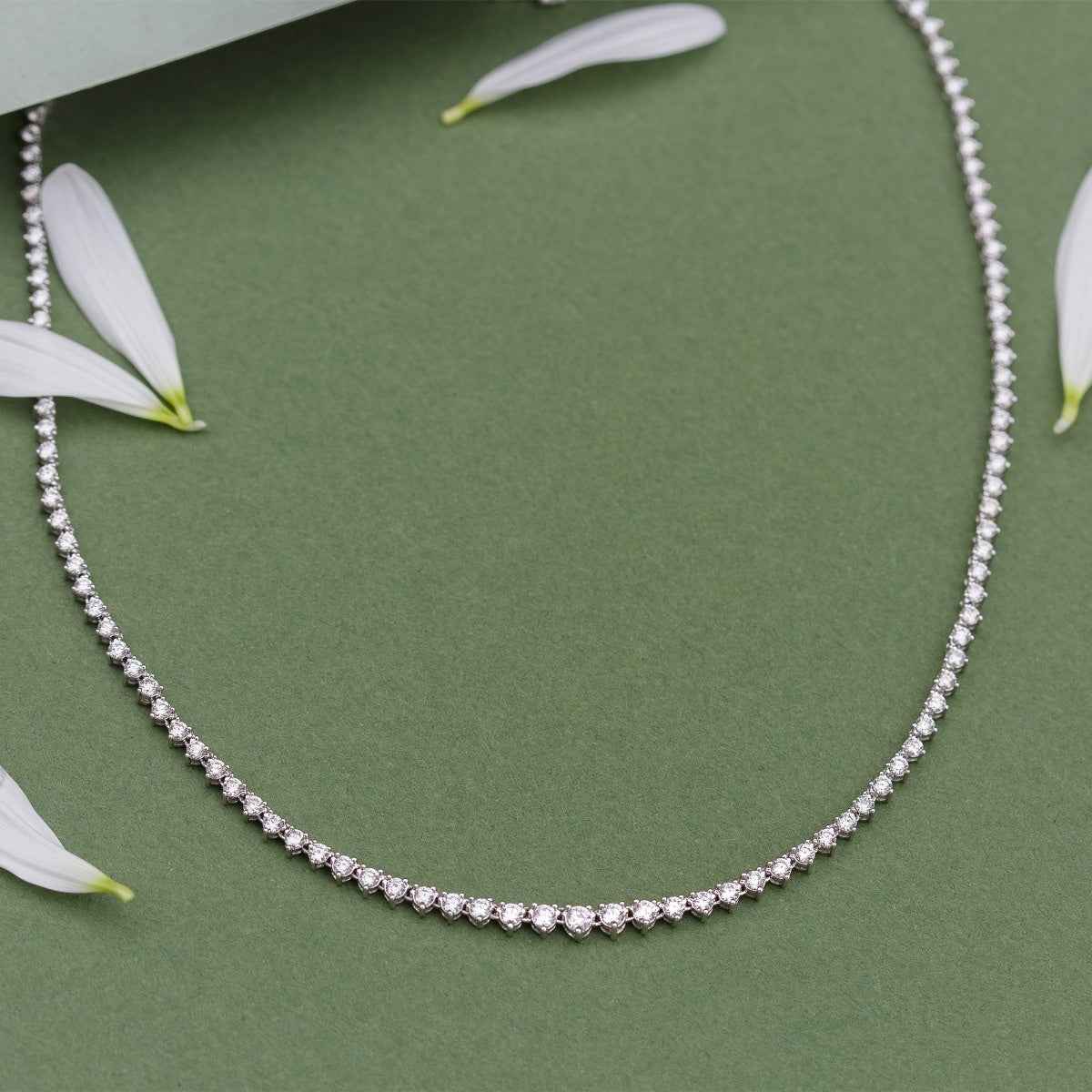 5 ct. tw. Diamond Graduated Riviera Tennis Necklace in 14K White Gold front view