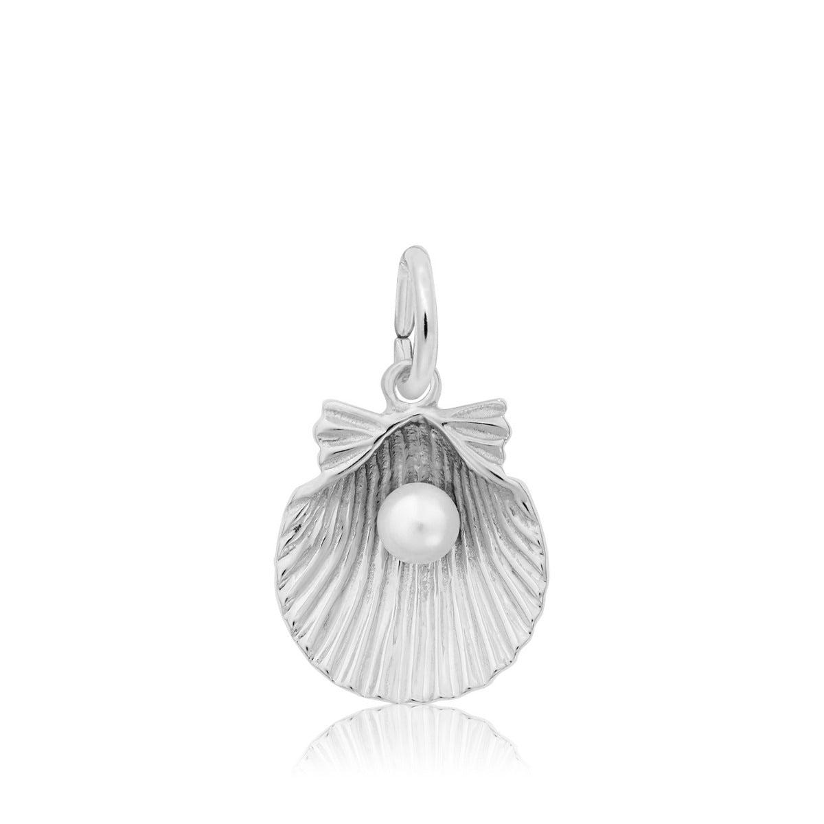 Clamshell Charm with Pearl in Sterling Silver